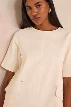 Robe droite &agrave; manches courtes en coton m&eacute;lang&eacute; BALSA;${refinementColor}