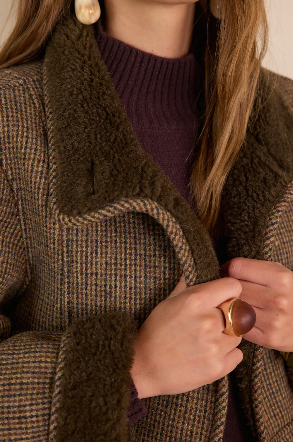 DARIO checked coat;${refinementColor}