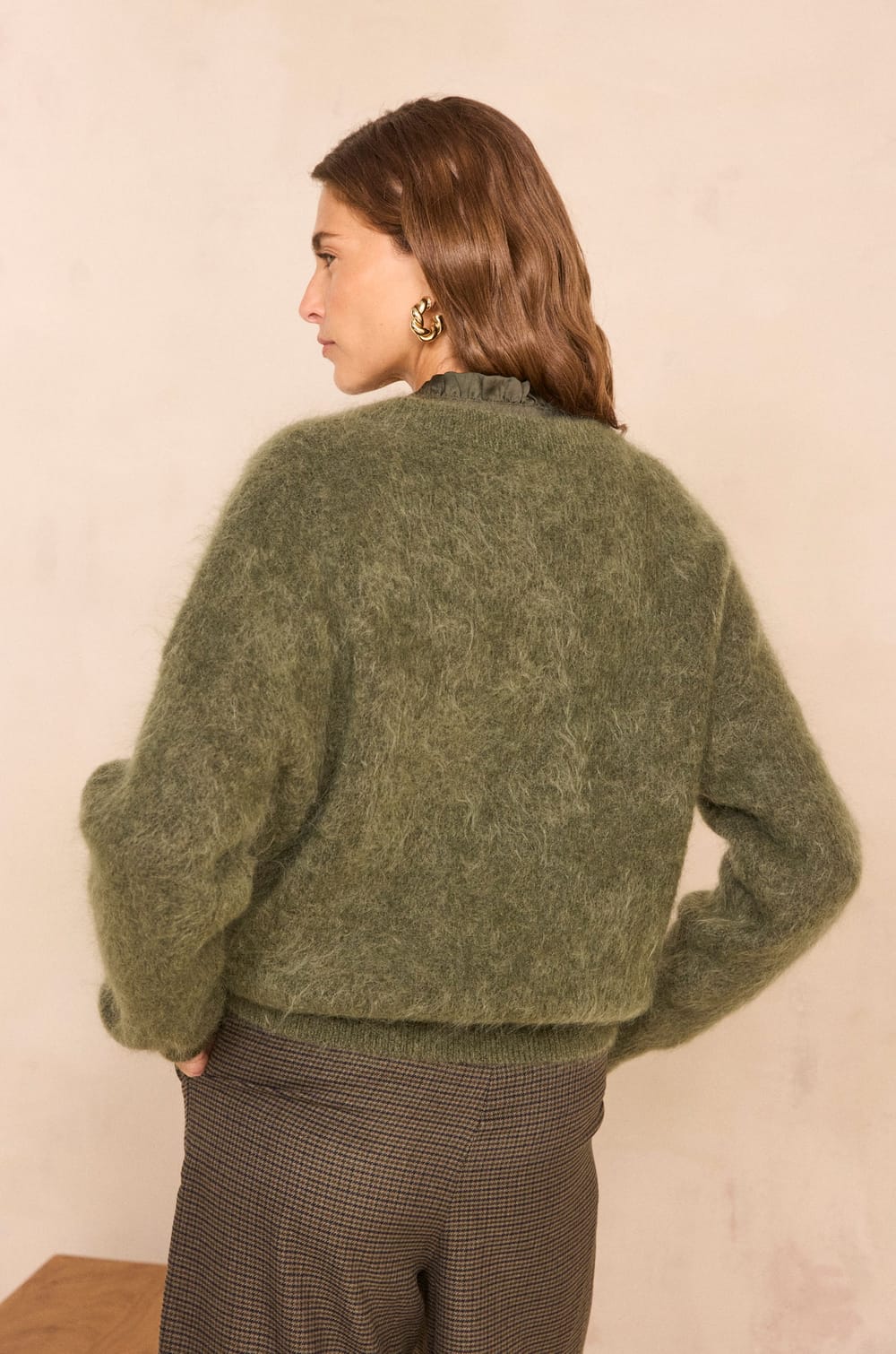 Long sleeve sage sweater in blended mohair ASSIA;${refinementColor}