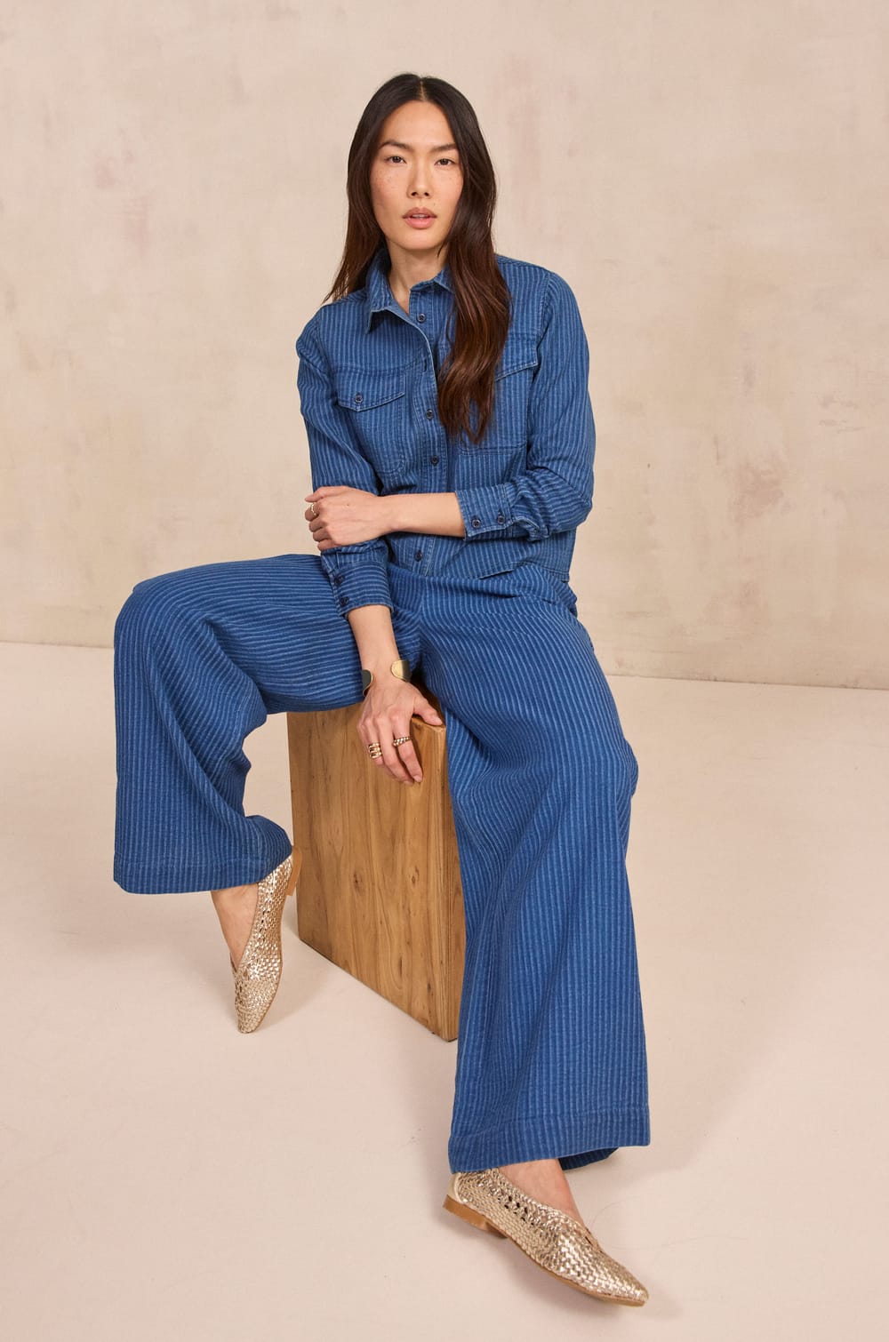 DORA long-sleeve cotton blouse;${refinementColor}