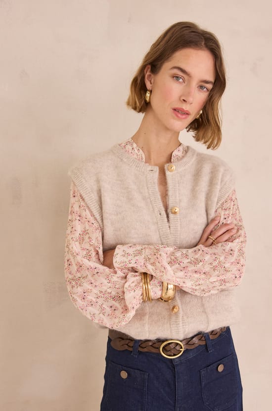 POLKA sleeveless cardigan;${refinementColor}