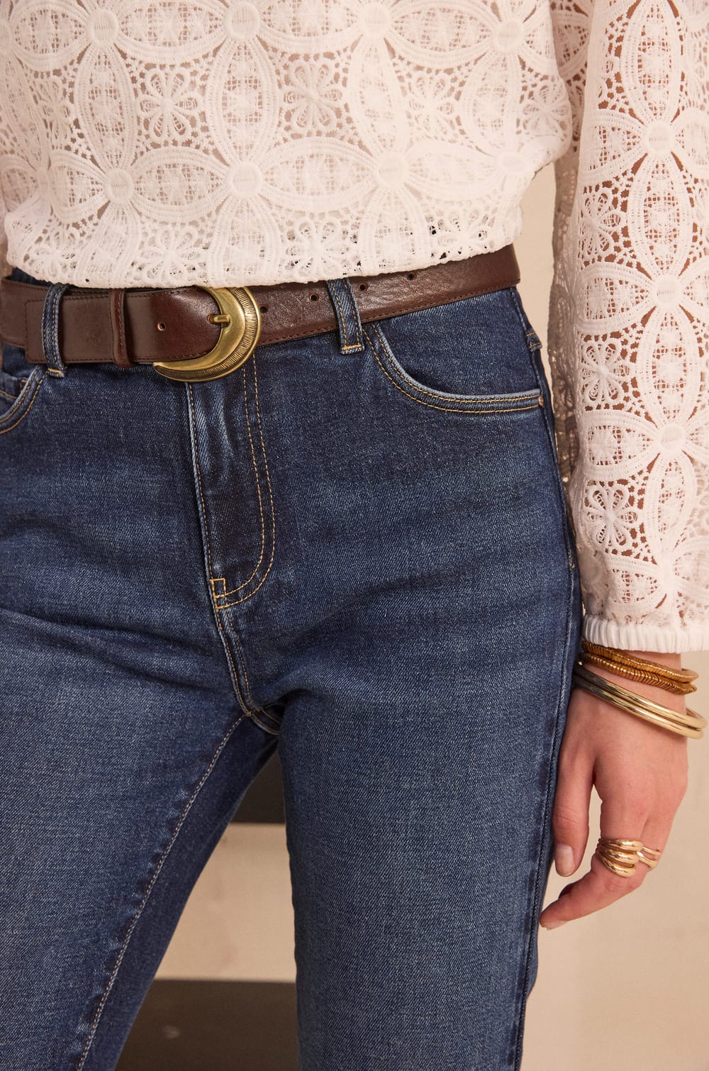 Jean straight and made of cotton SONIA;${refinementColor}