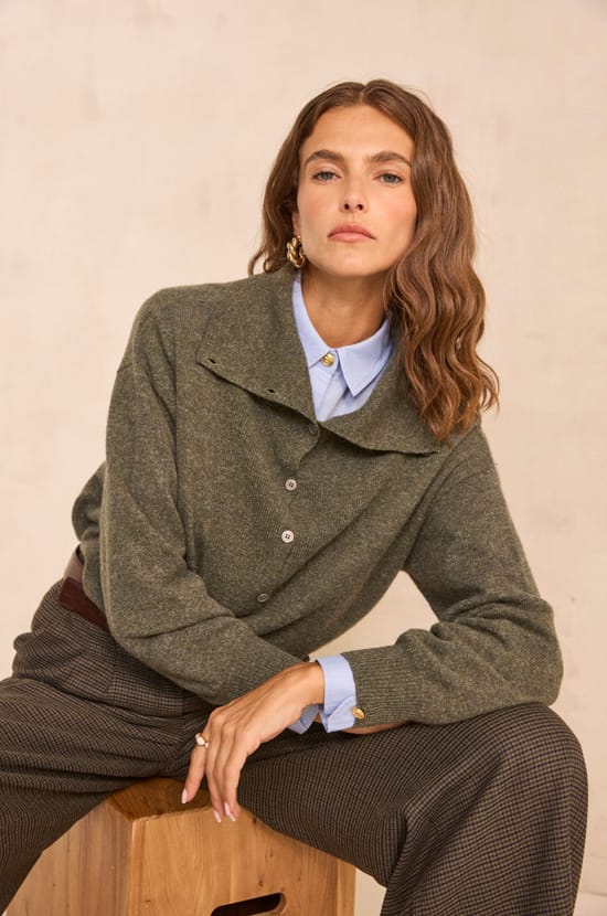 Long sleeve sweater in blended wool and yak ALEXANDER;${refinementColor}