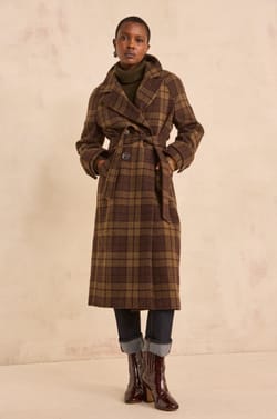 Checked wool blend coat DAREN;${refinementColor}
