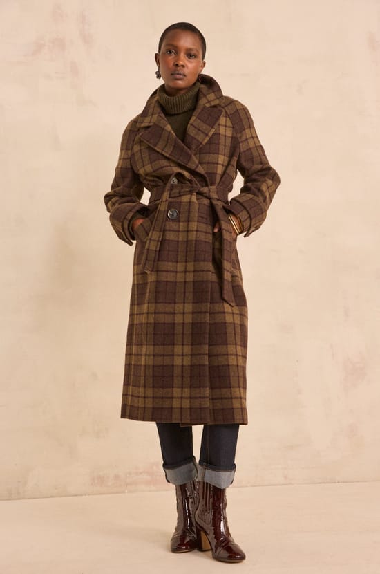Checked wool blend coat DAREN;${refinementColor}
