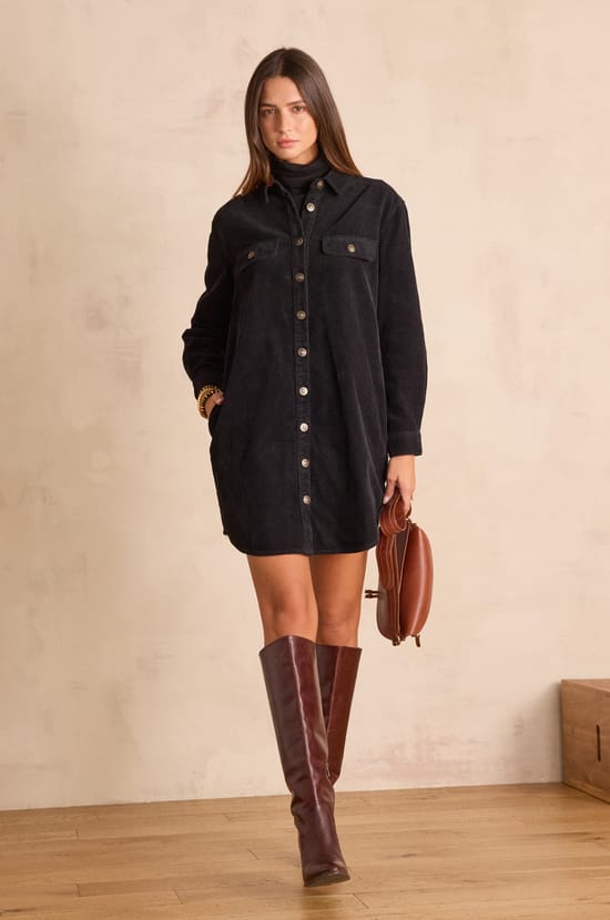 CENDRA velvet shirt dress;${refinementColor}