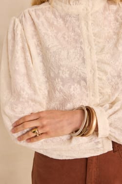 Lace blouse with puffed sleeves WONDER;${refinementColor}