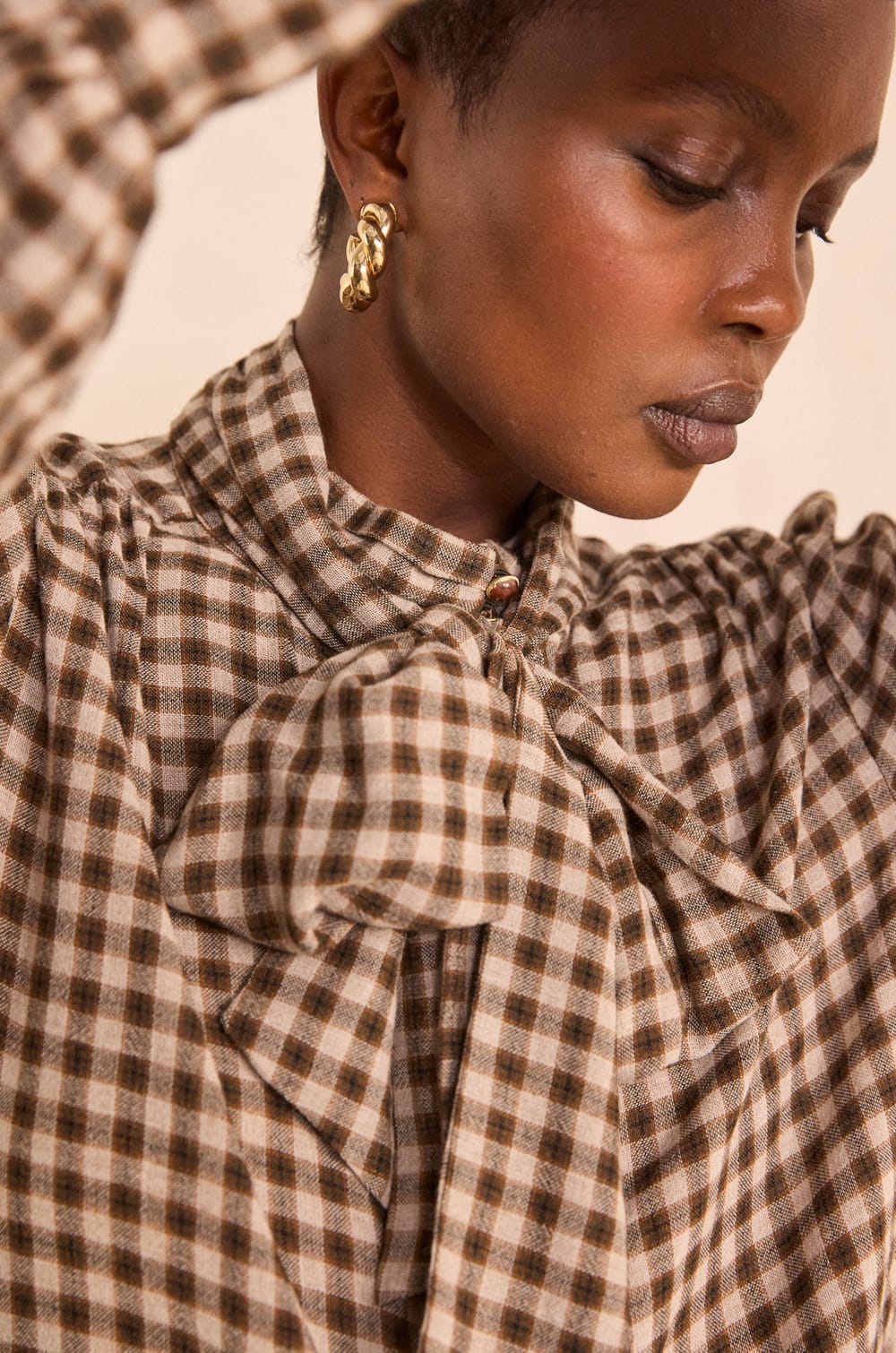 Checked viscose blend blouse SPIRIT;${refinementColor}