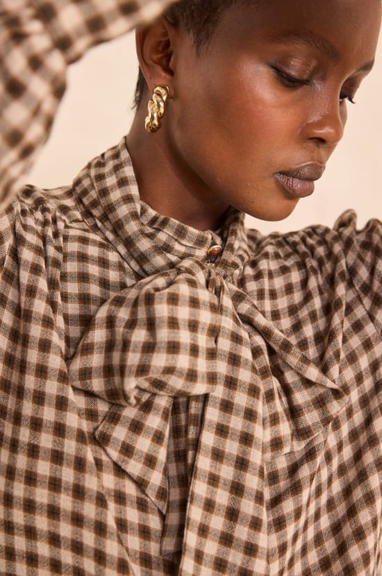 Checked viscose blend blouse SPIRIT;${refinementColor}