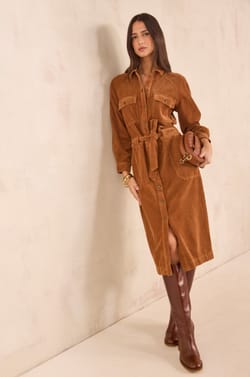 Robe en coton velours c&ocirc;tel&eacute; BETANIE;${refinementColor}