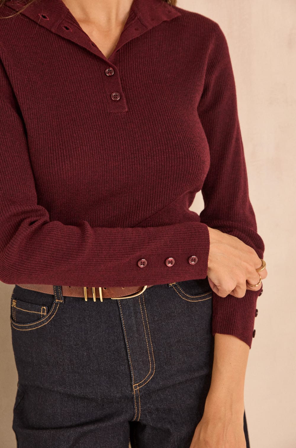 ASHLEY ribbed knit top;${refinementColor}