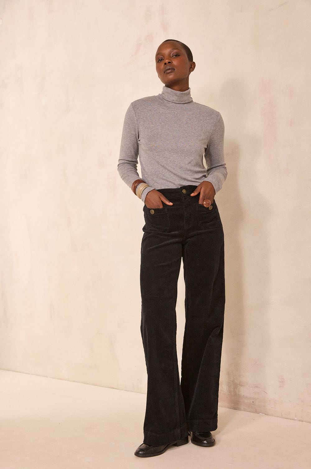 TERRY turtleneck T-shirt;${refinementColor}