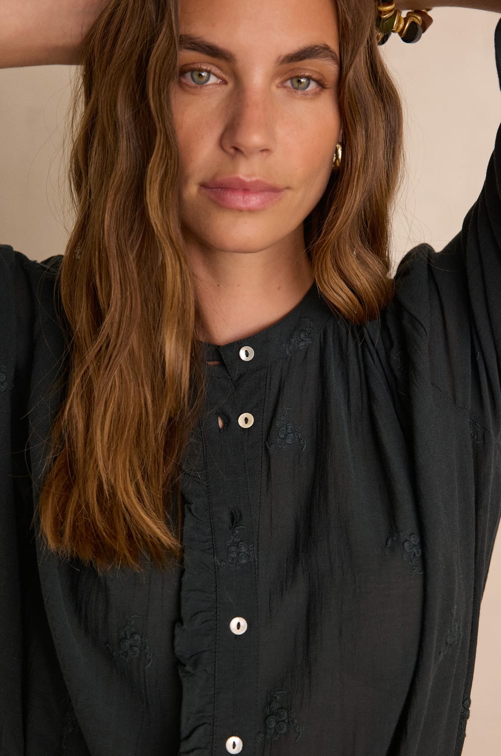 SANDRA embroidered cotton blouse;${refinementColor}