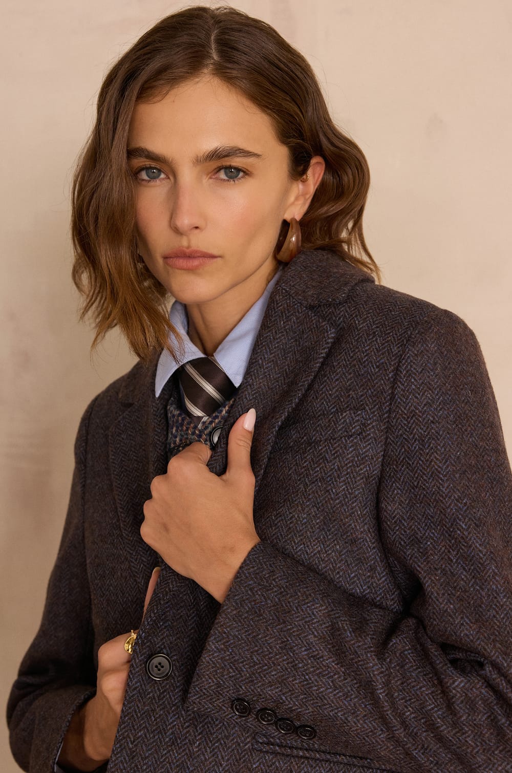 COURTNEY herringbone wool blazer;${refinementColor}