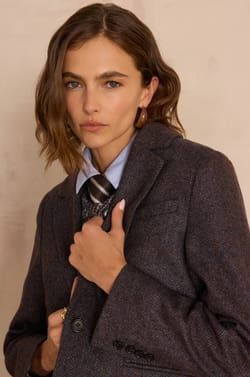 COURTNEY herringbone wool blazer;${refinementColor}