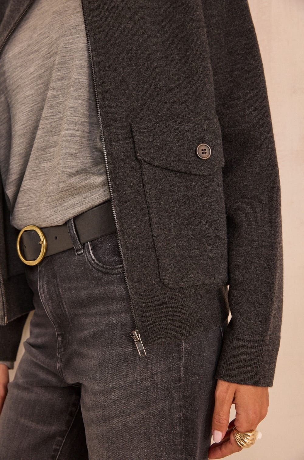 ALYSSON long sleeve blended wool jacket;${refinementColor}