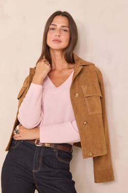 V-neck jumper in 100% 2-ply cashmere BARY;${refinementColor}