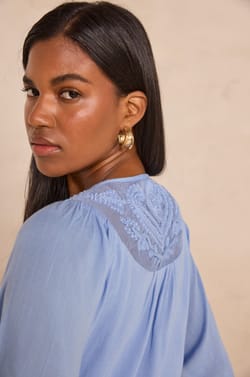 Embroidered blouse with 3/4 sleeves DEBORAH;${refinementColor}