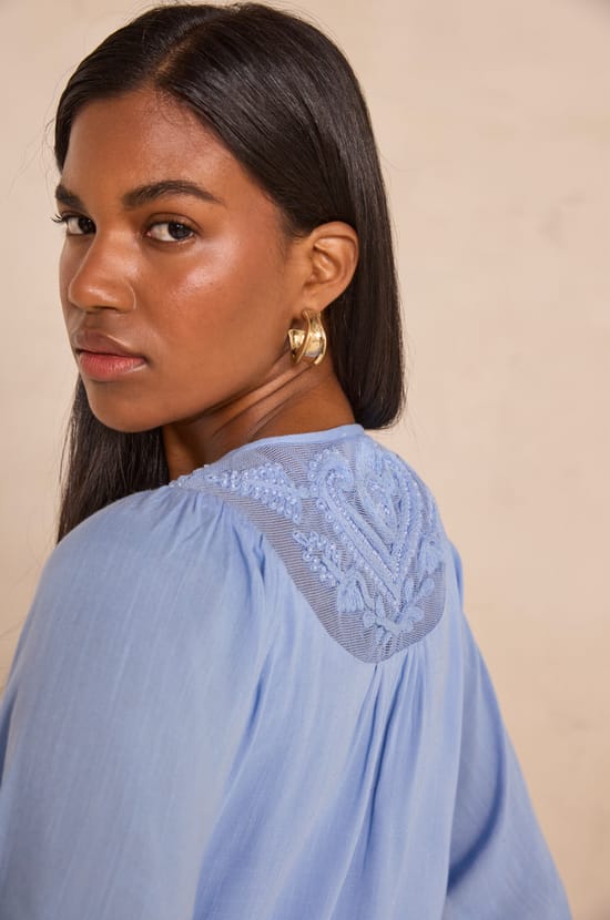 Embroidered blouse with 3/4 sleeves DEBORAH;${refinementColor}