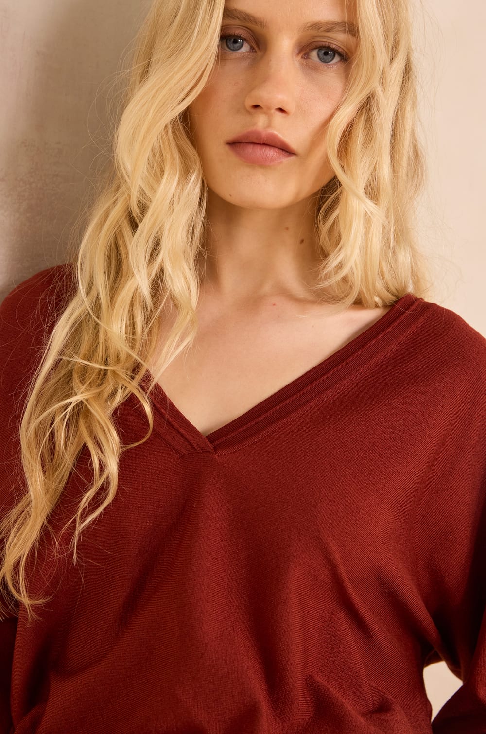 3/4 sleeve batwing sweater AUXANE;${refinementColor}