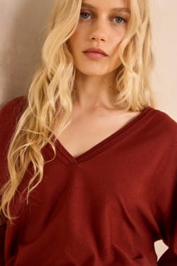 3/4 sleeve batwing sweater AUXANE;${refinementColor}