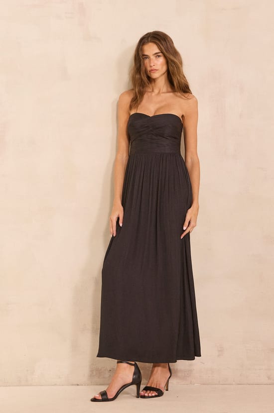 Long strapless wrap dress PASSION;${refinementColor}