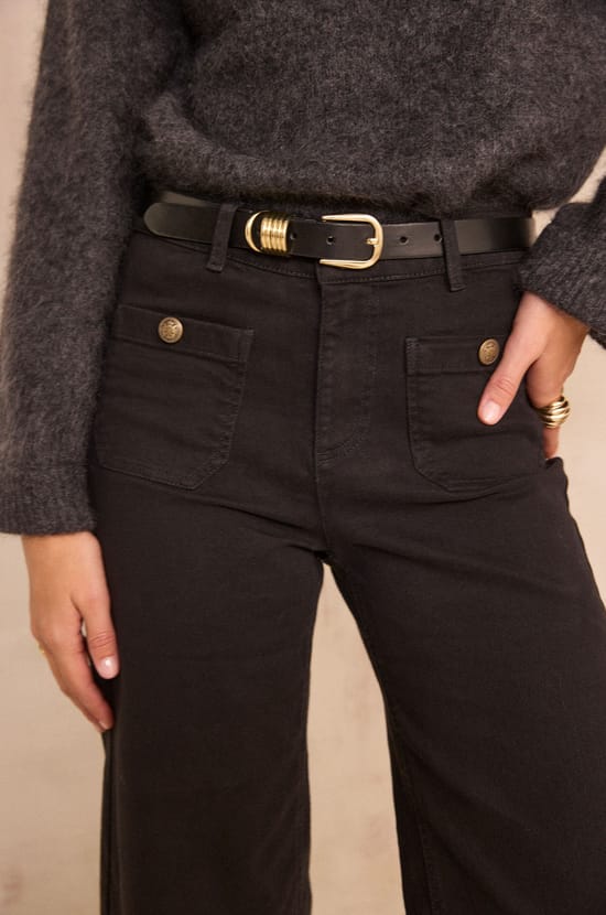 EVE black slim leather belt;${refinementColor}