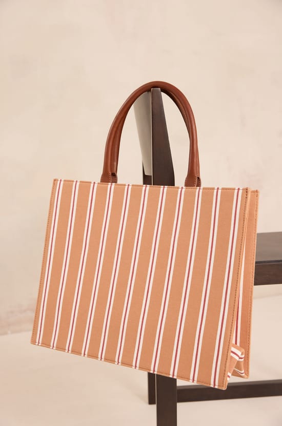 Striped cotton tote bag MATT;${refinementColor}