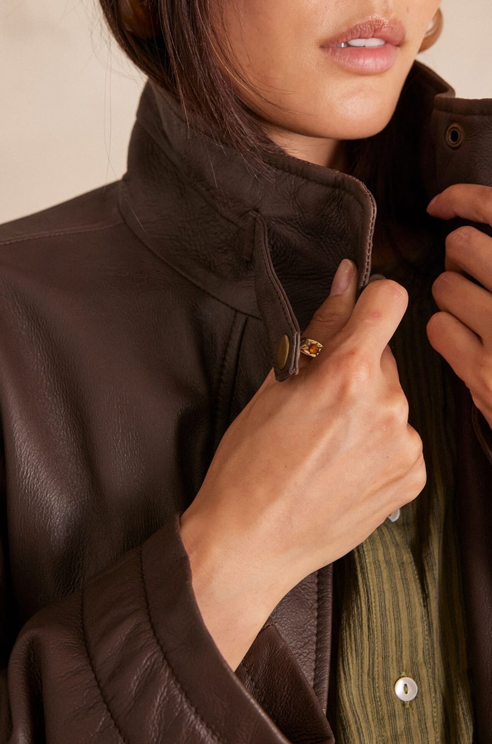 Veste bomber PERLE en cuir;${refinementColor}