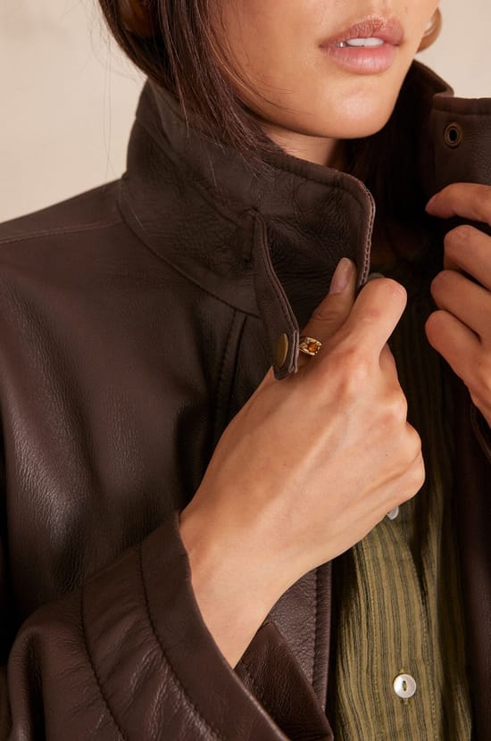 Veste bomber PERLE en cuir;${refinementColor}