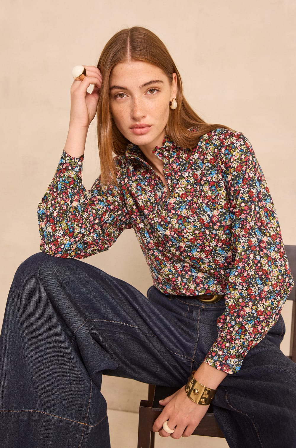 Blouse &agrave; fleurs MALIBU;${refinementColor}