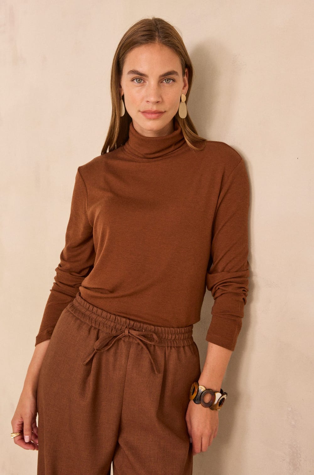 Long-sleeve T-shirt made of mixed lyocell and wool TERRY;${refinementColor}