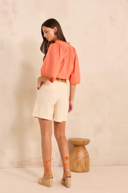 Straight linen shorts TANGUY;${refinementColor}