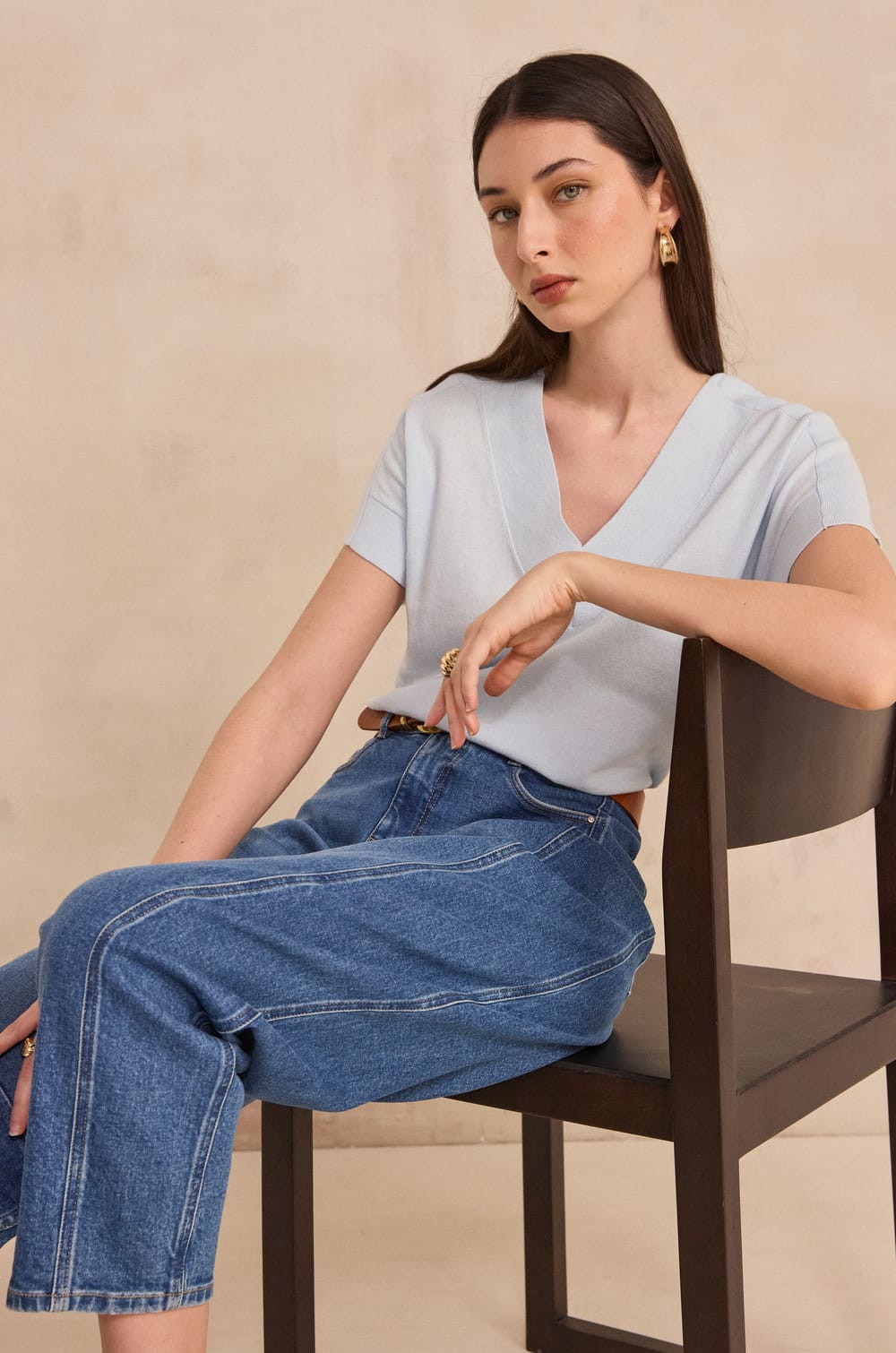 Short-sleeved cotton sweater PRETTY;${refinementColor}