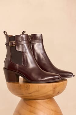 OCEANE leather heeled ankle boots;${refinementColor}