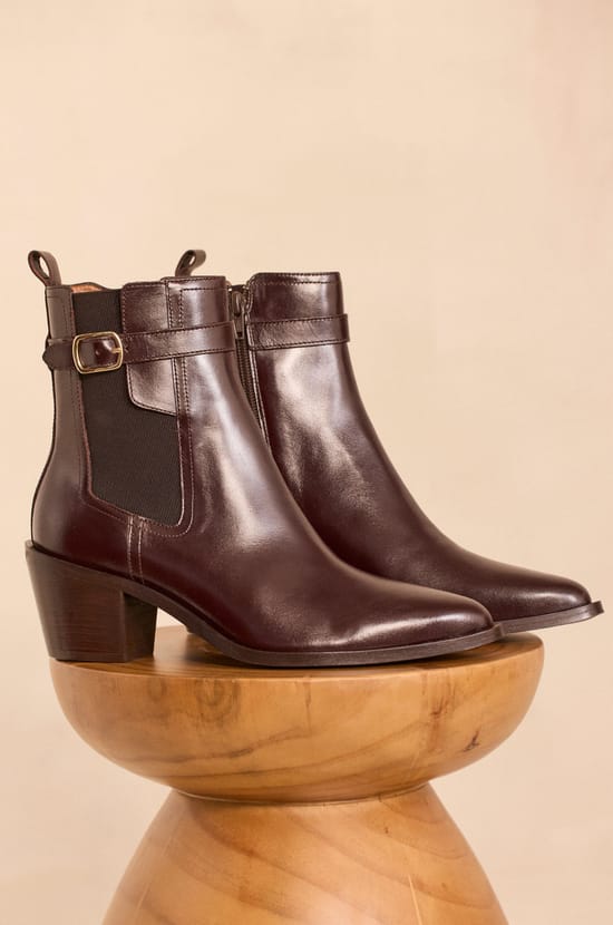 OCEANE leather heeled ankle boots;${refinementColor}