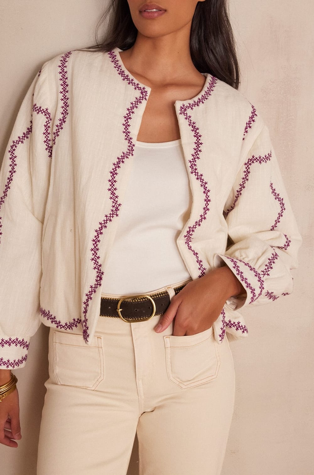 Veste courte en coton POLLY;${refinementColor}