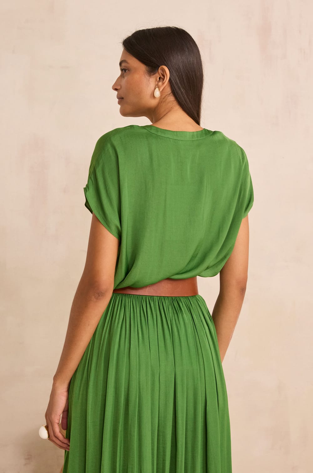 Satin short-sleeved top PHANY;${refinementColor}