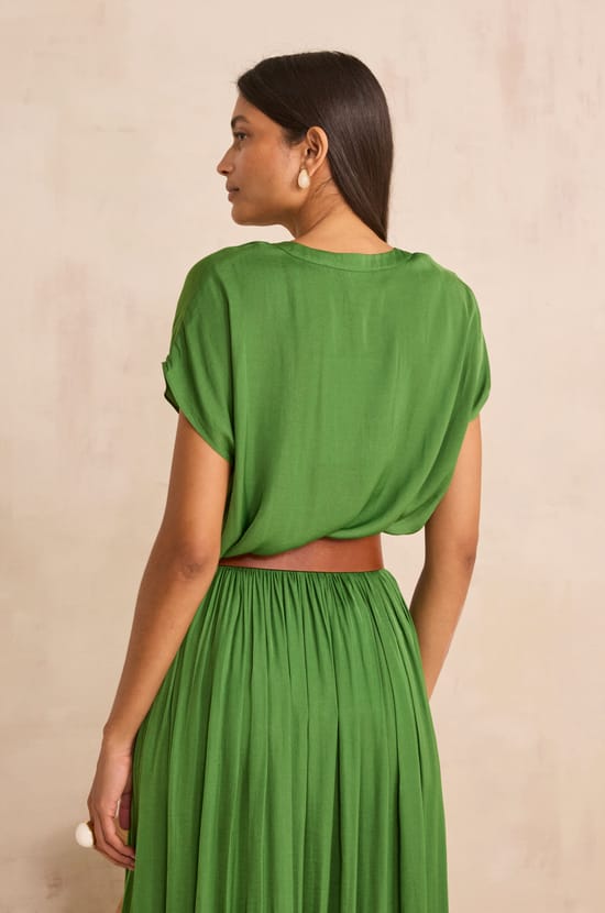 Satin short-sleeved top PHANY;${refinementColor}