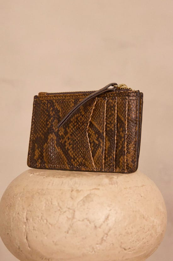 Python effect leather card holder VALENTIN;${refinementColor}