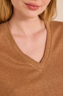 Sleeveless linen blend T-shirt LYNA;${refinementColor}