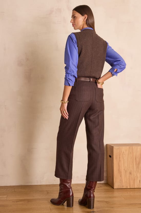 MELINA cropped striped wool trousers;${refinementColor}
