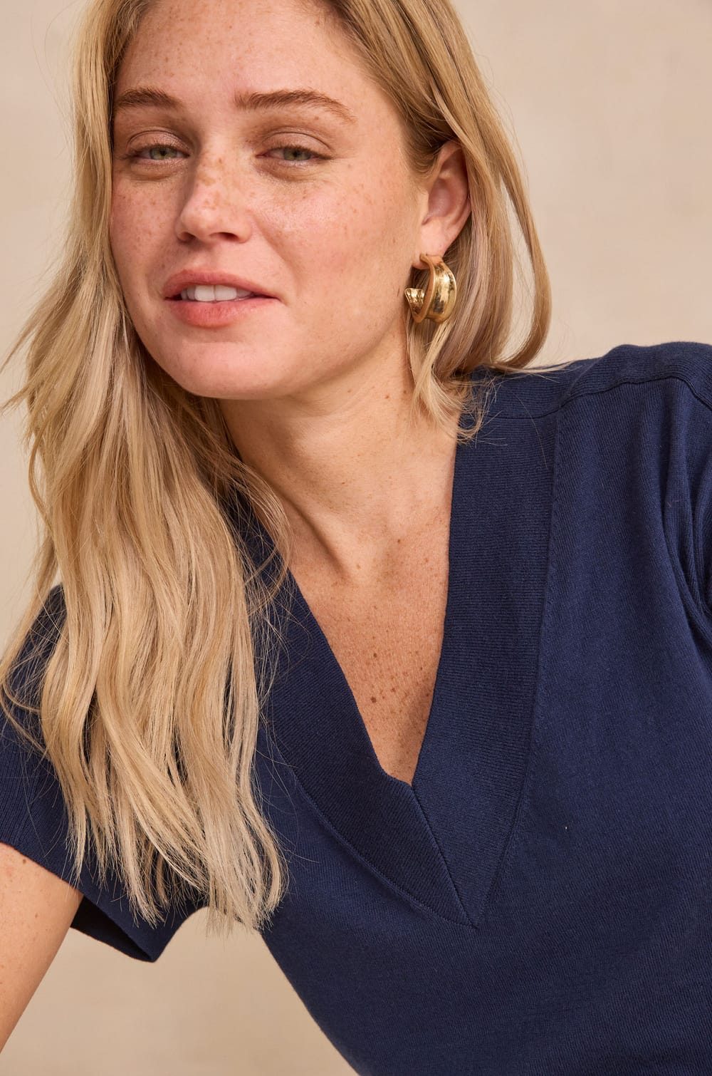 Pretty short-sleeved cotton top;${refinementColor}