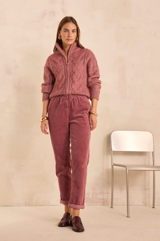 Frosted pink chino in mixed cotton SABIL;${refinementColor}