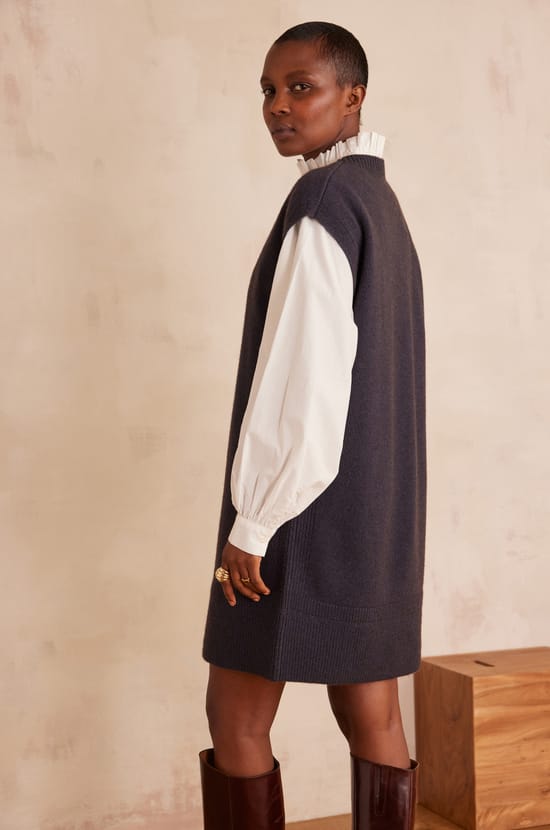 Robe pull sans manches en laine RAPHAELLE;${refinementColor}