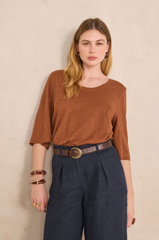 3/4 Sleeve T-shirt LIANA;${refinementColor}