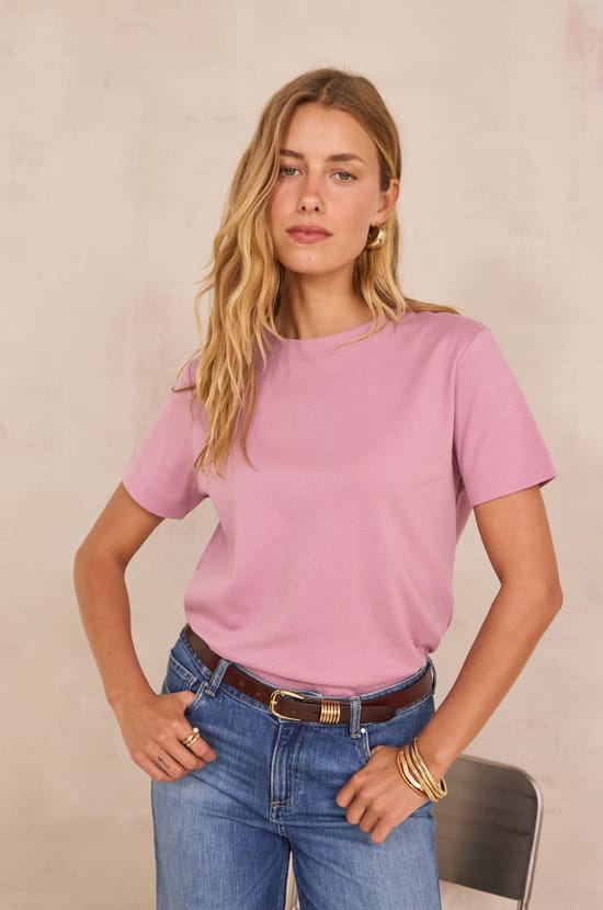 Short-sleeved T-shirt in 100% cotton LENI;${refinementColor}