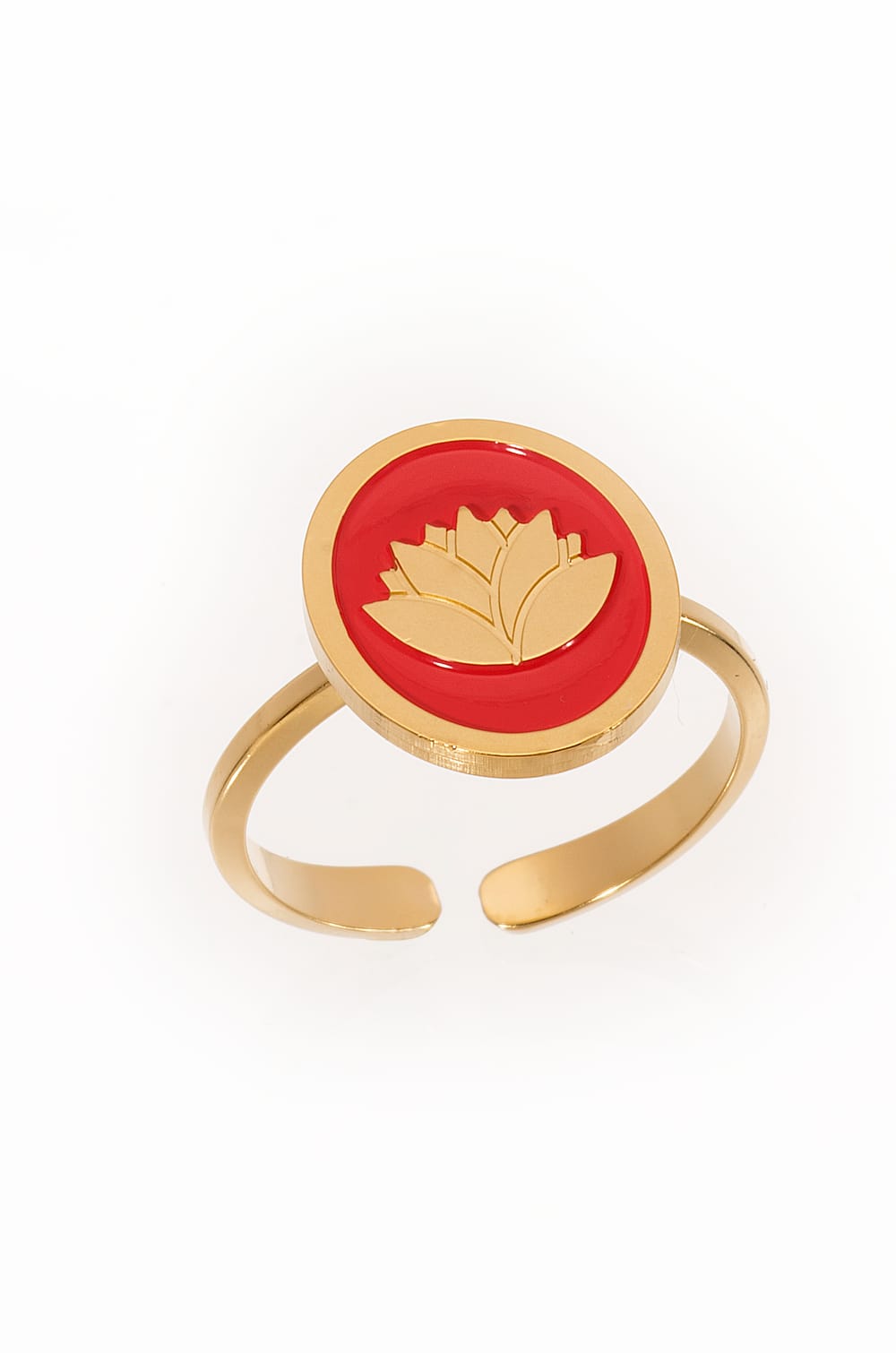 Bague médaille lotus corail Bijoux Léone;${refinementColor}