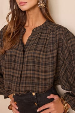 SIMON checked blouse;${refinementColor}