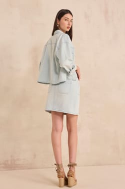 Short denim skirt EYELET;${refinementColor}